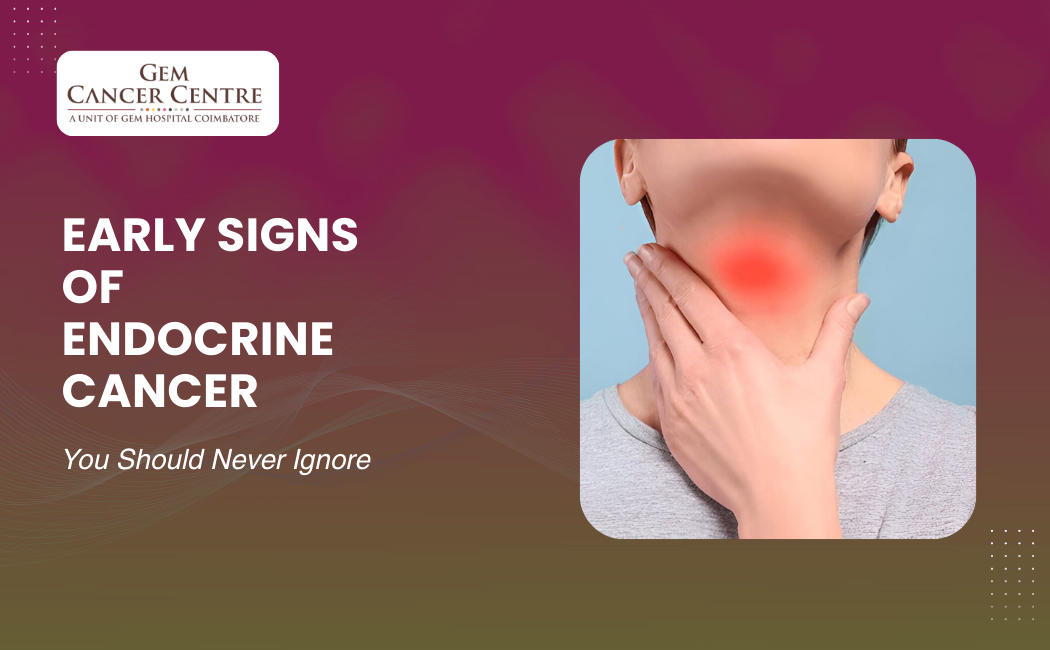 Illustration showing early warning signs and symptoms of endocrine cancer